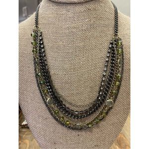 Multi chain multi strand necklace multi tone rhinestones